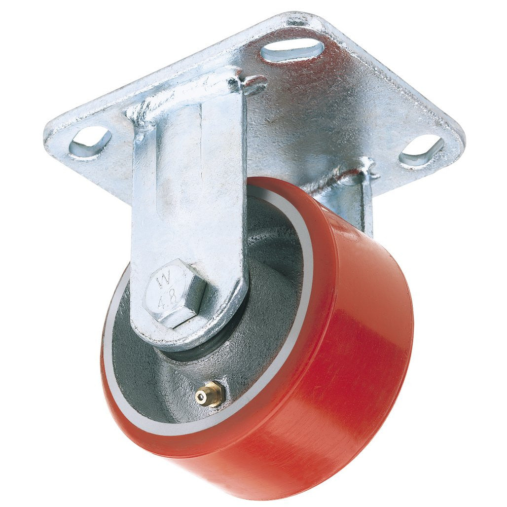 Draper Fixed Plate Fixing Heavy Duty Polyurethane Wheel, 100mm Diameter, S.W.L. 250kg