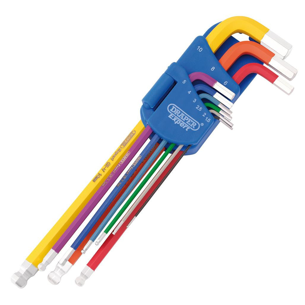 Draper Expert Metric Extra Long Hex. and Ball End Key Set, Colour Coded (9 Piece) 66134