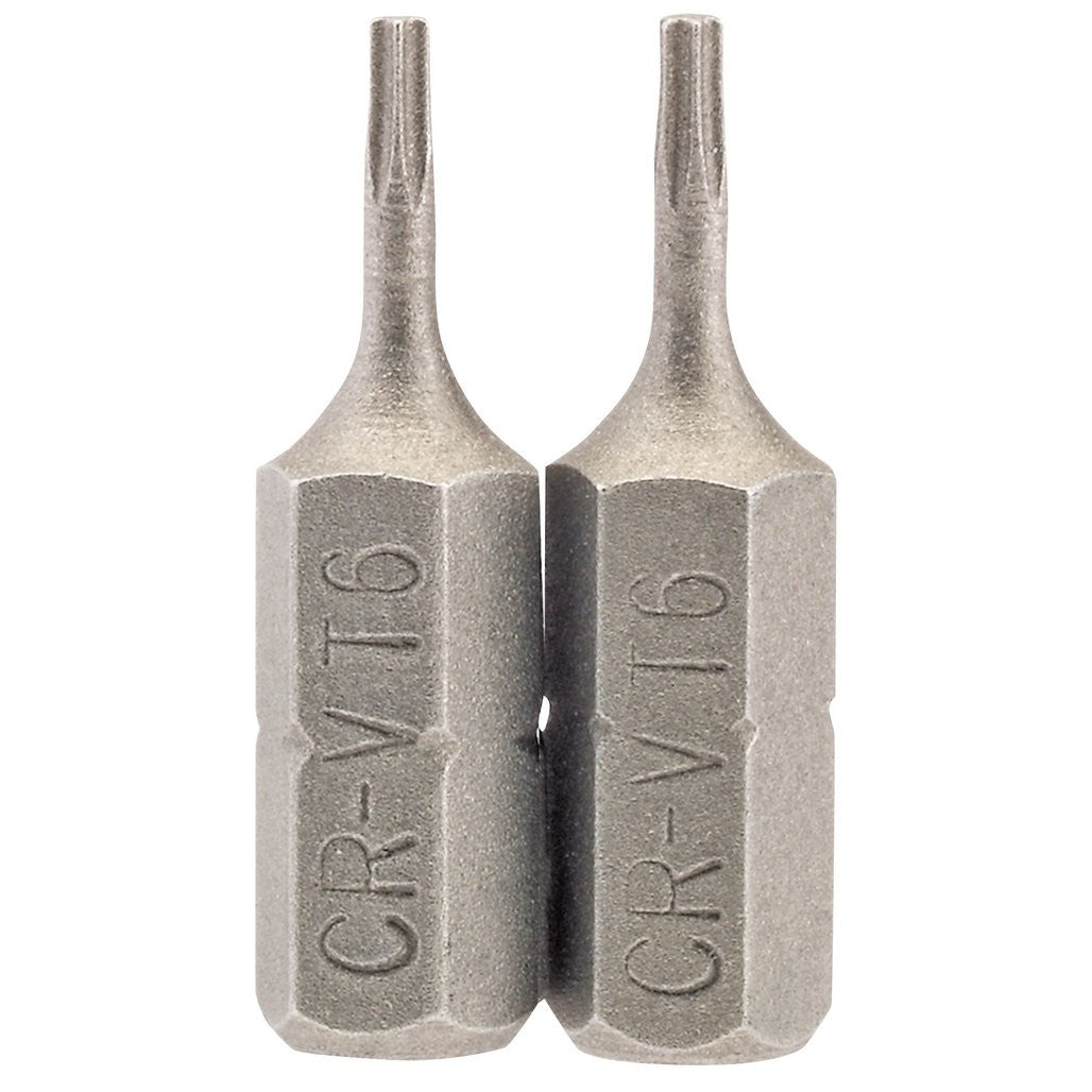 Draper TX-STAR® Insert Bit, 1/4" Hex, 25mm Long, T6 (Pack of 2) 66338
