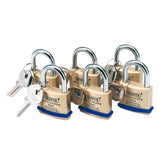 Draper Solid Brass Padlocks with Hardened Steel Shackle, 40mm (Pack of 6)