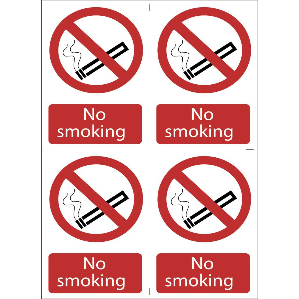 Draper No Smoking' Prohibition Sign (Pack of 4) 72166