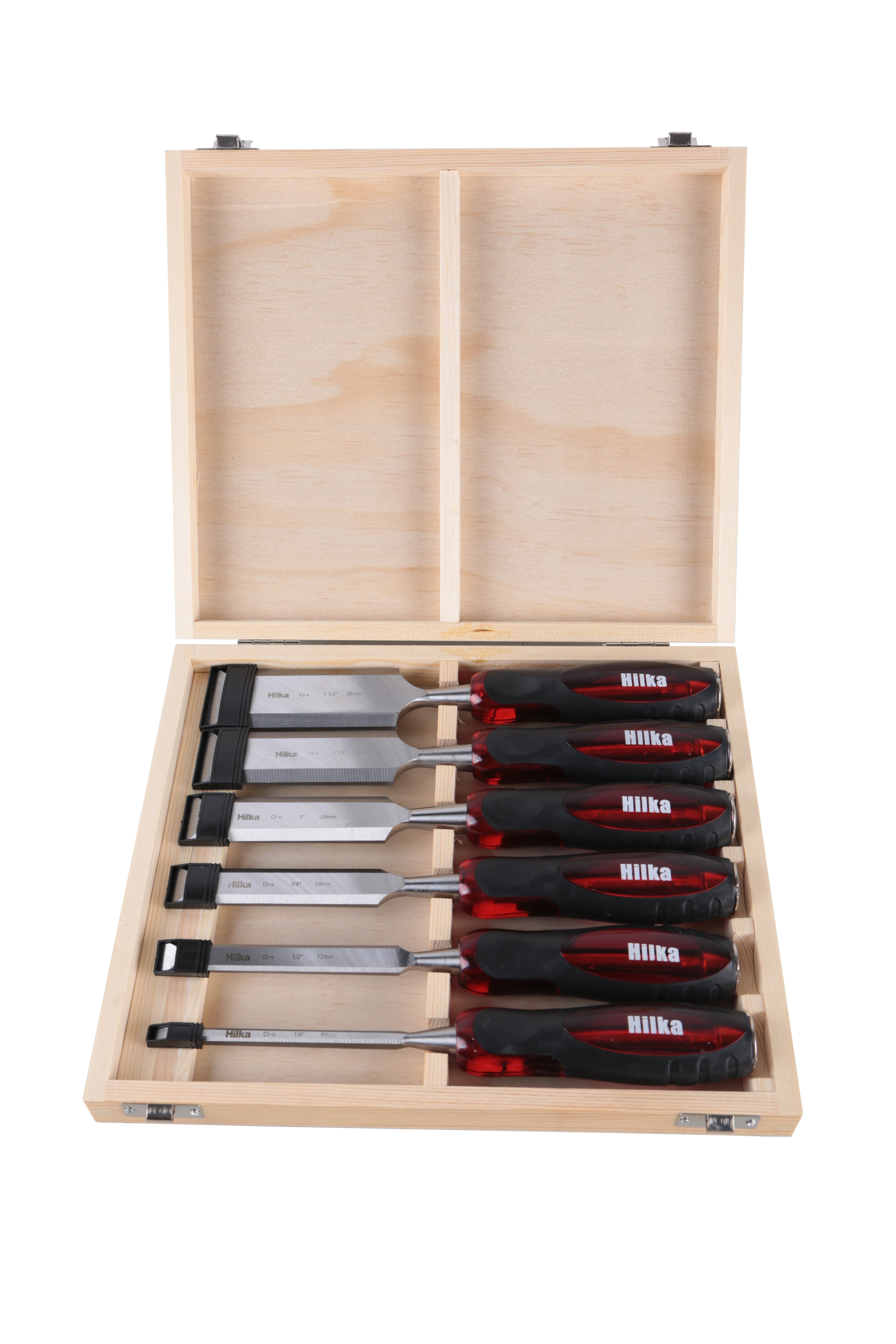 Hilka 6 pce Wood Chisel Set Clear Grip 72909006