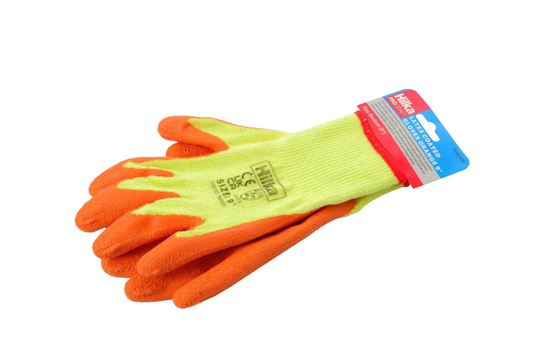 Hilka Medium 9" Orange Latex Coated Work Gloves 75565509
