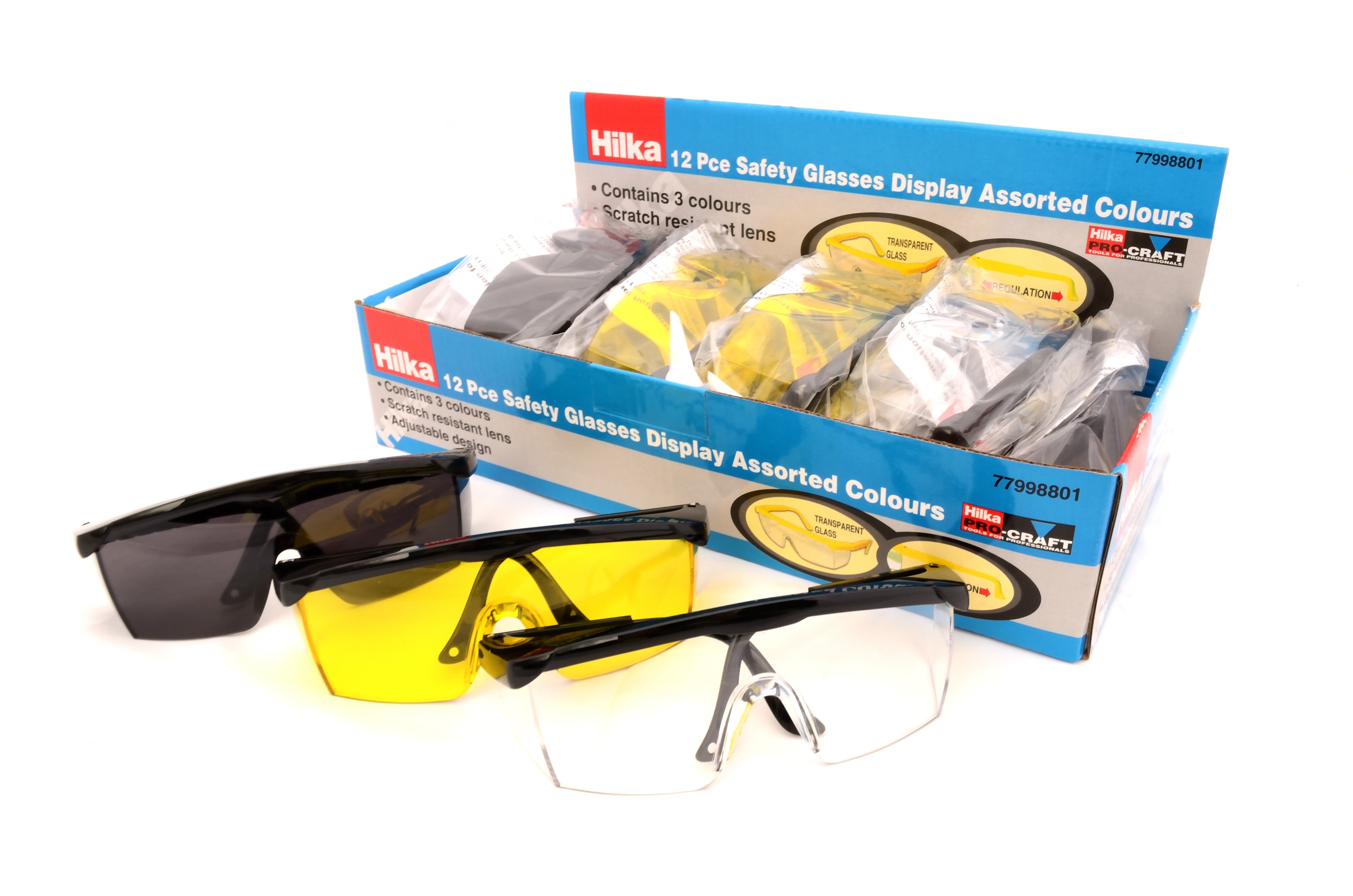 Hilka Safety Glasses Display in 12 pce Display 77998801
