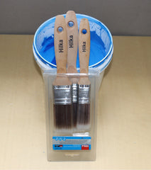 Hilka 3 pce Wooden Synthetic Bristle Paint Brushes 78710303