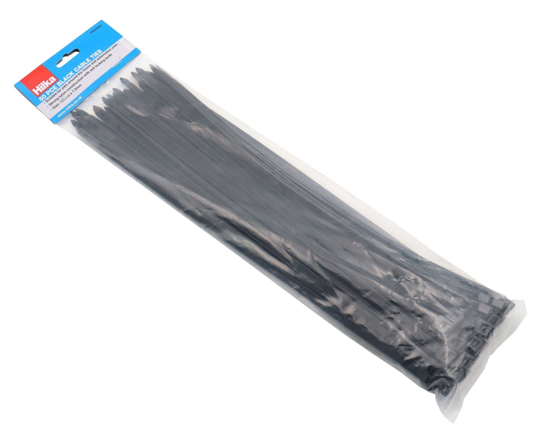 Hilka 50 7.2mm x 400mm Cable Ties Black 79250400