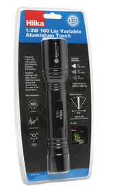 Hilka 1-3W 100 Lumens Variable Aluminium Torch 82091100