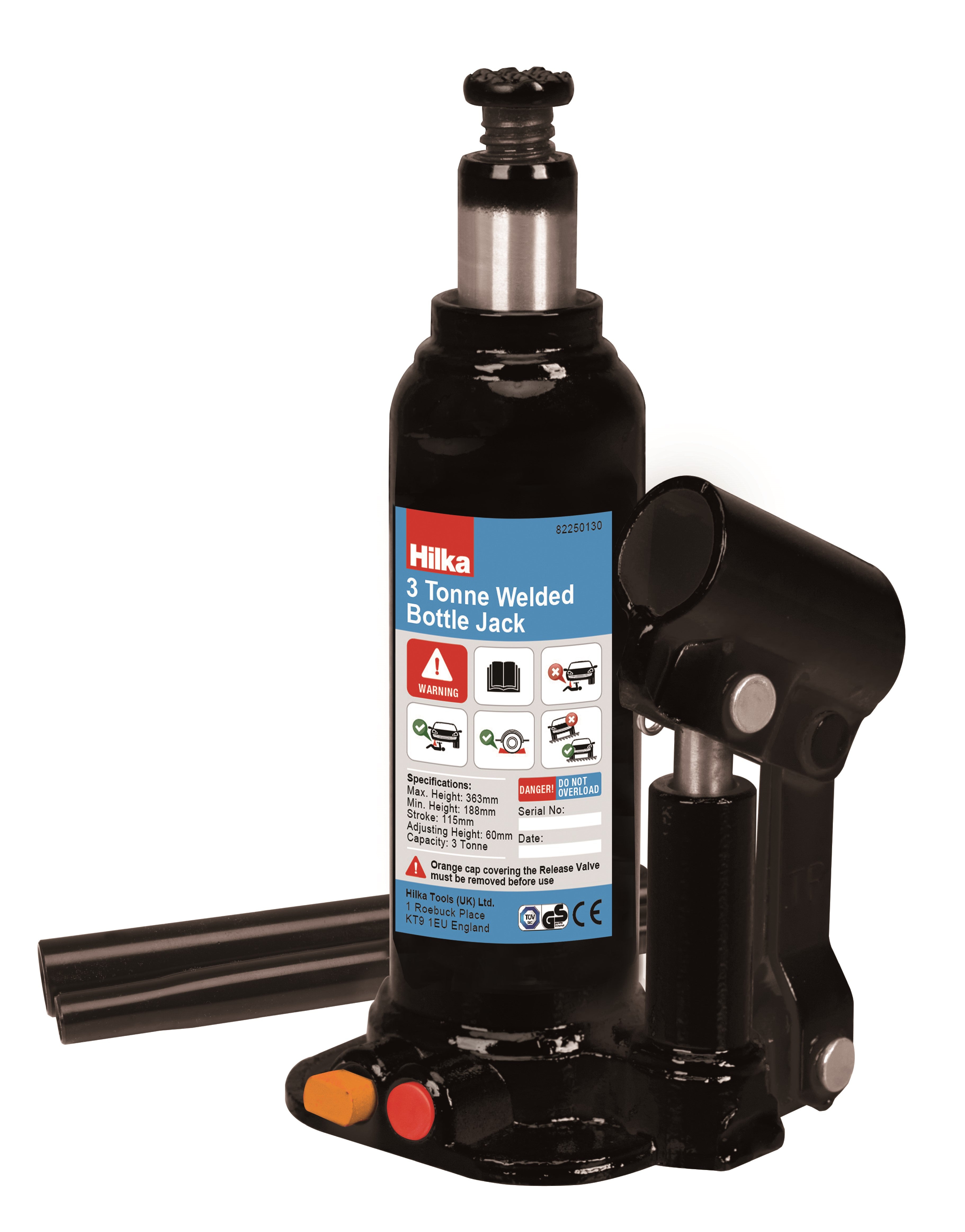 Hilka 3 Tonne 188 - 363mm Welded Bottle Jack in Case 82250130
