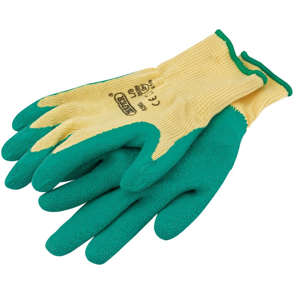 Draper Heavy Duty Latex Coated Work Gloves, Large, Green 82603