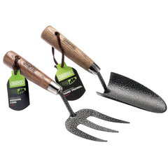 Draper Carbon Steel Heavy Duty Hand Fork and Trowel Set with Ash Handles (2 Piece) 83776