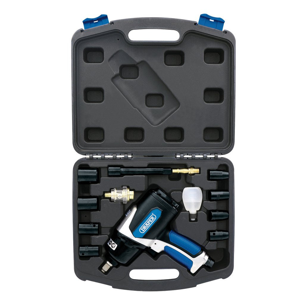 Draper Air Impact Wrench Kit, 1/2" Sq. Dr. (14 Piece) 83985
