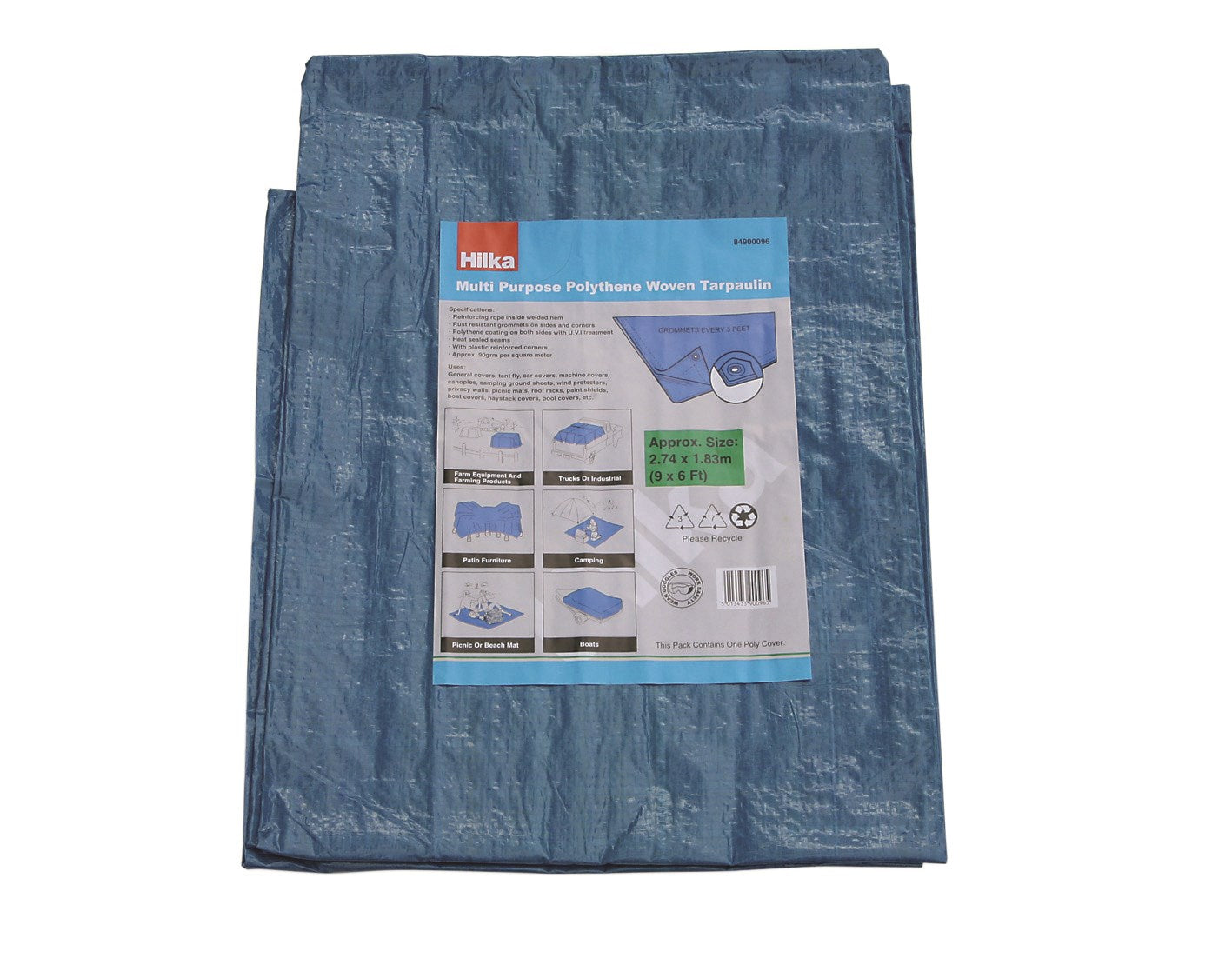 Hilka 9ft x 6ft (2.75 x 1.8m) Tarpaulin 84900096