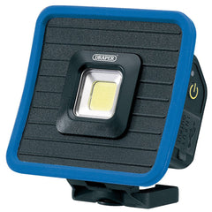 Draper COB LED Rechargeable Mini Flood Light and Power Bank with Magnetic Base and Hanging Hook, 10W, 1000 Lumens, Blue, USB-C Cable Supplied