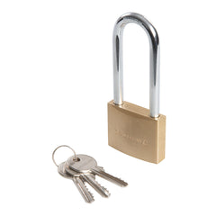 Silverline Brass Padlock Long Shackle MSS04L