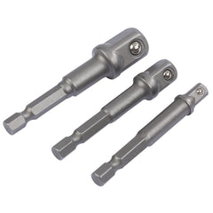 Draper Socket Adaptor Set, 1/4" Hex. x 1/4", 3/8" & 1/2" Sq. Dr. (3 Piece)  00005