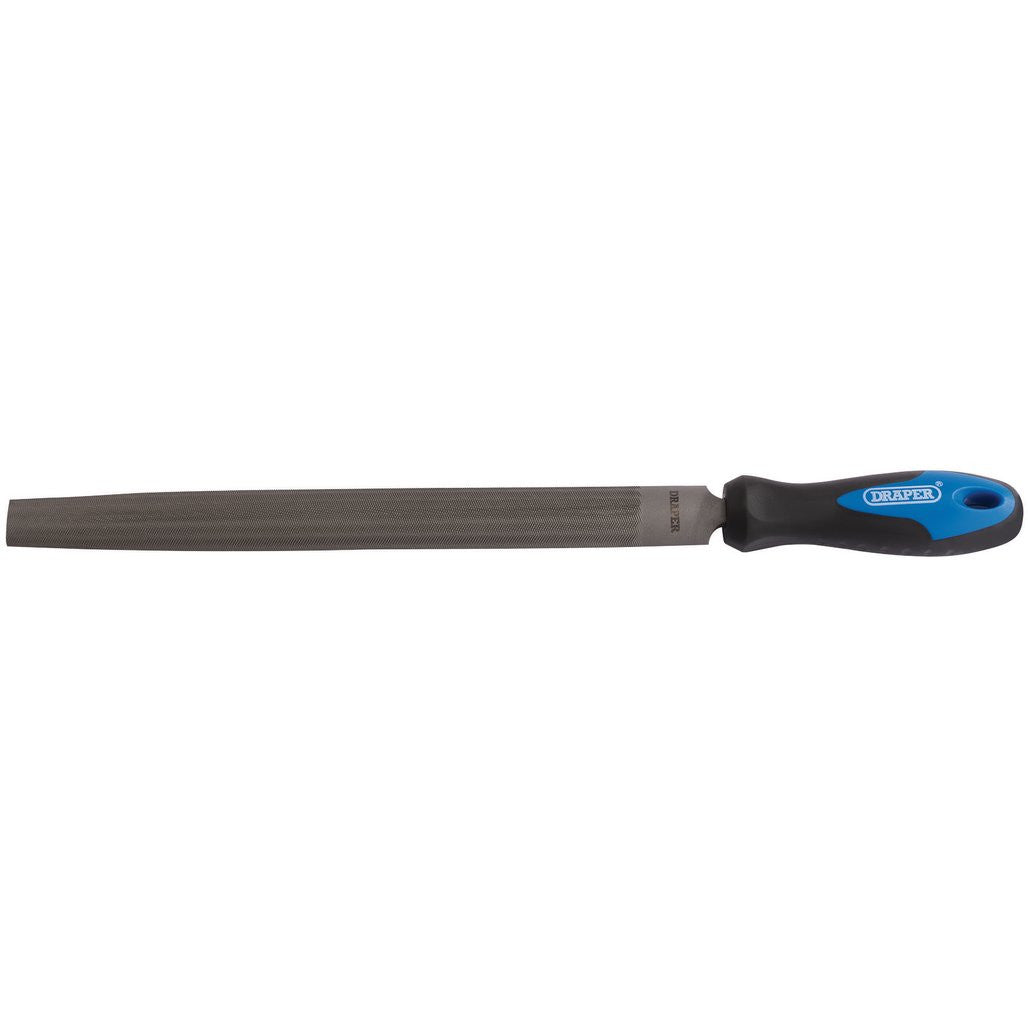 Draper Soft Grip Engineers Half Round File and Handle, 300mm  00011