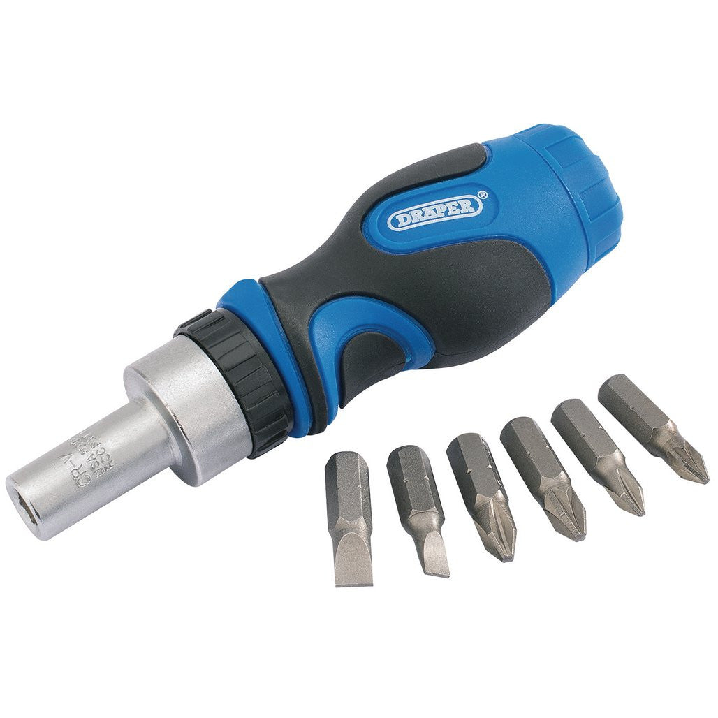 Draper Stubby Ratchet Screwdriver and Bit Set (7 Piece)  01050