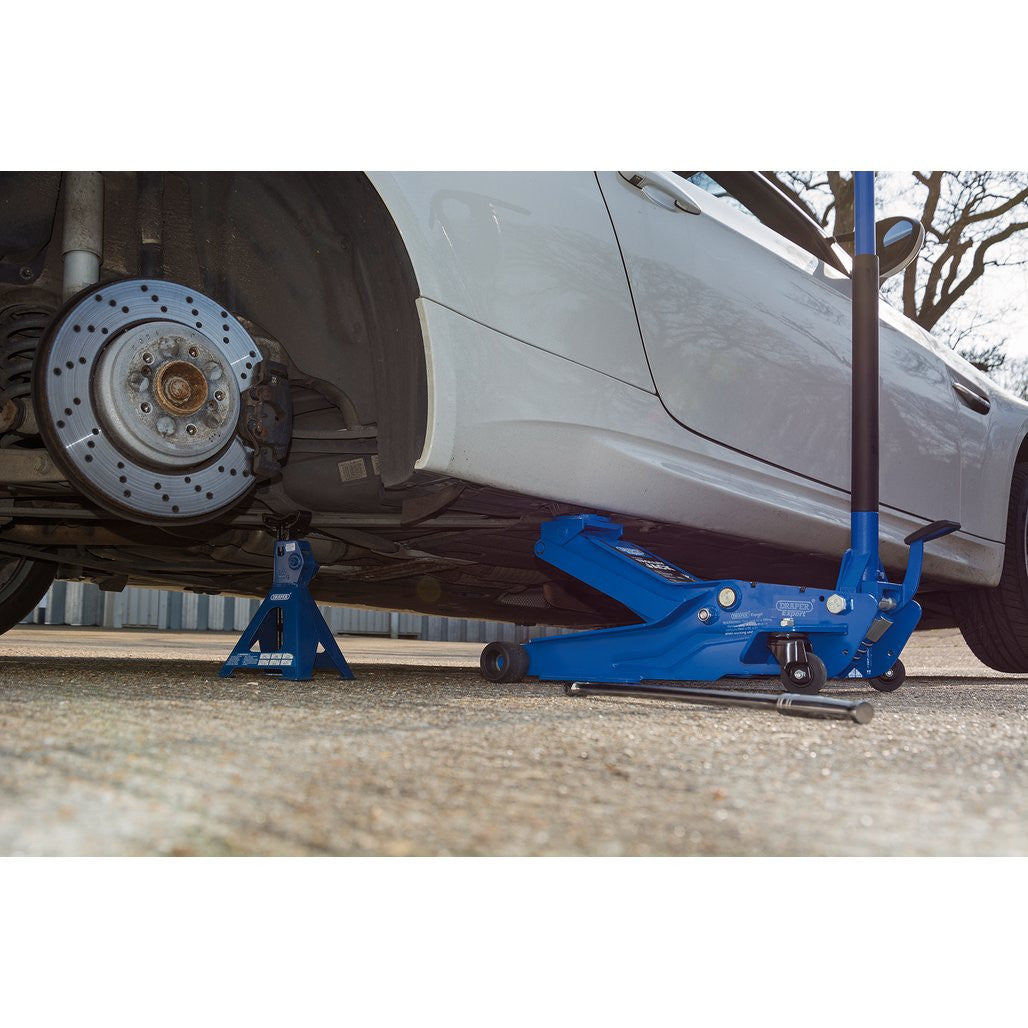 Draper Expert Professional Low Profile Garage Trolley Jack, 3 Tonne, Blue 01106
