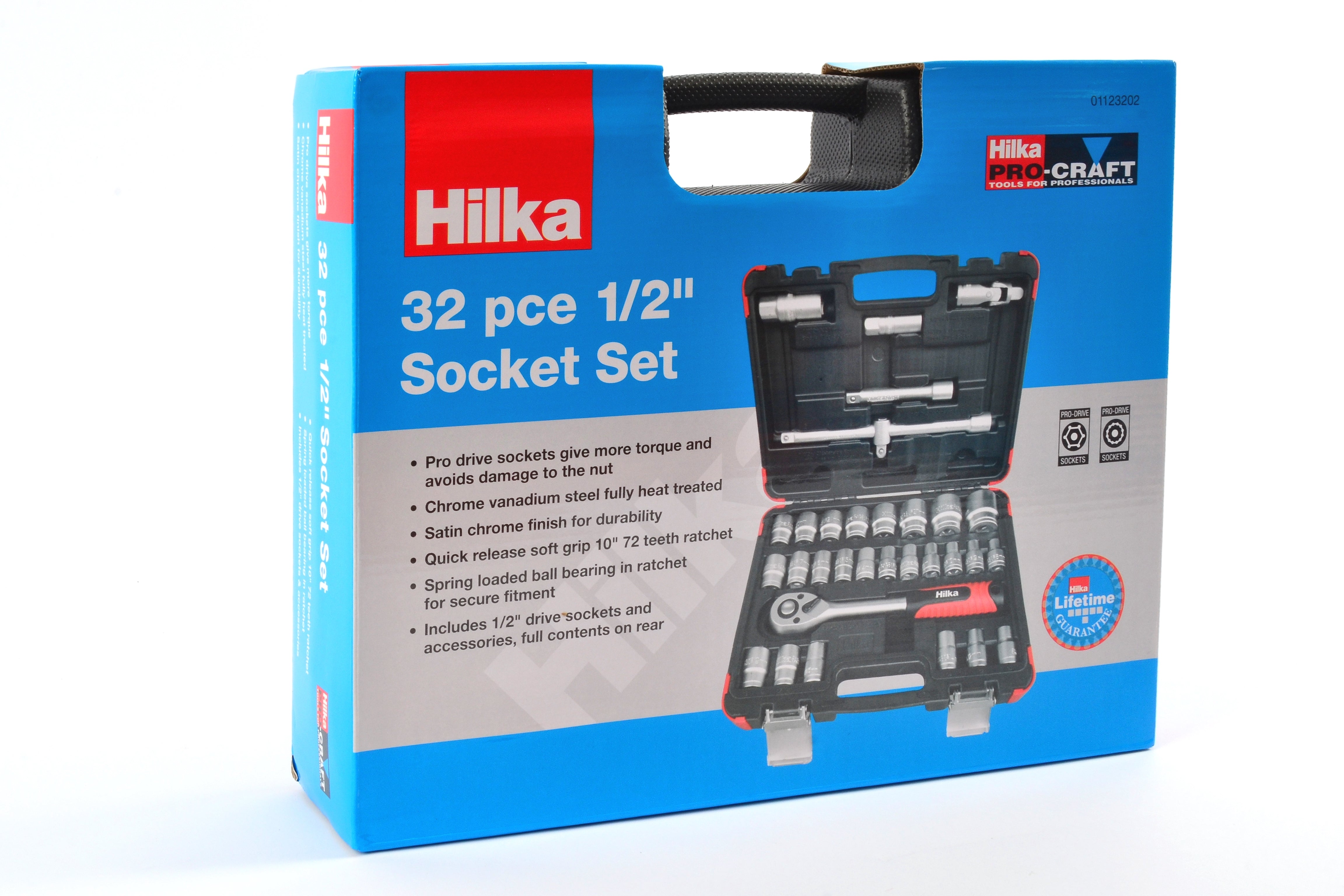 Hilka 32 pce 1/2" Drive Socket Set Metric 01123202
