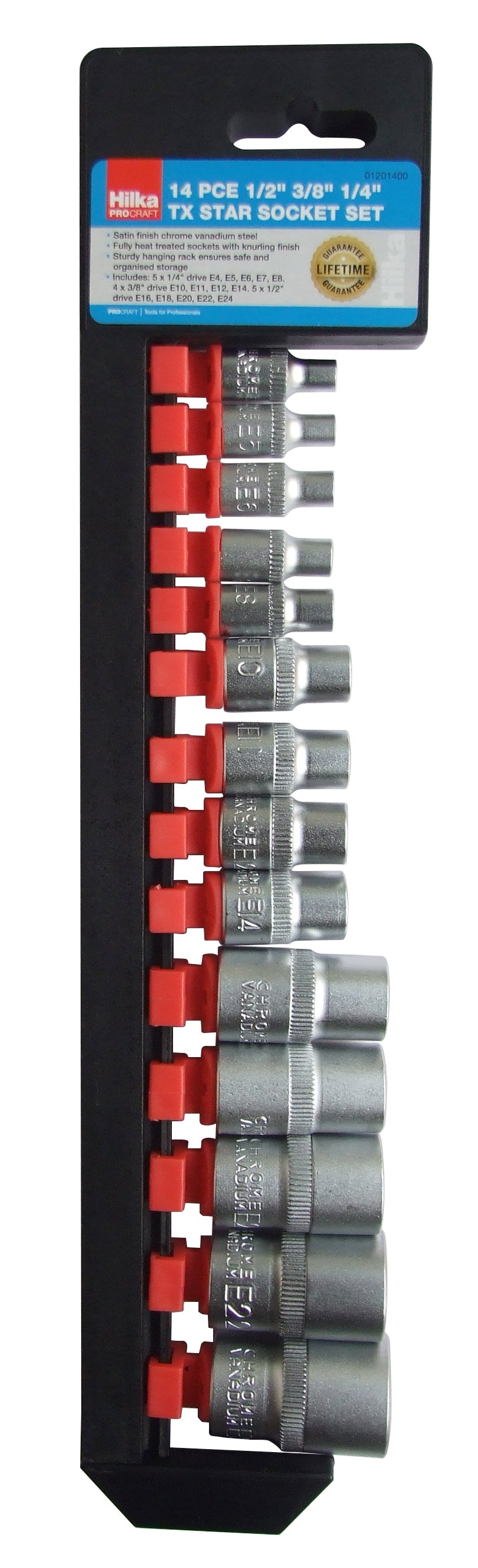 Hilka 14 pce 1/2" 3/8" 1/4" TX Star Socket Set 01201400