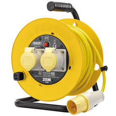 Draper 110V Twin Extension Cable Reel, 25m  02124