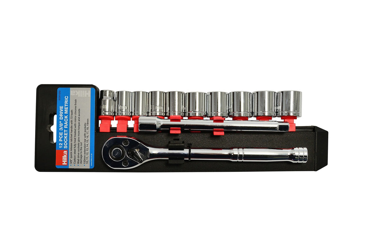 Hilka 12 pce 3/8" Dr Socket Rack Metric 02201202