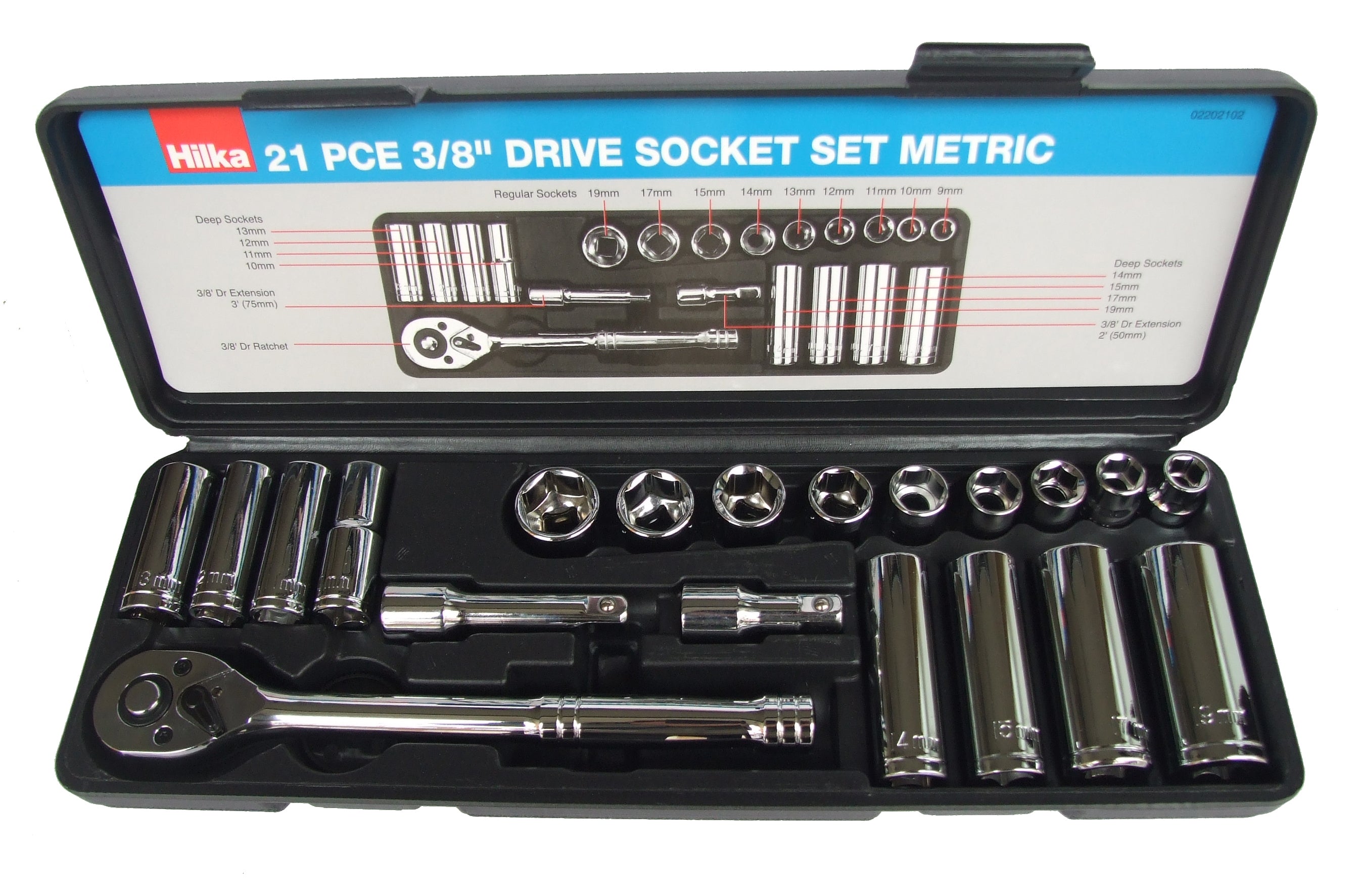 Hilka 21 pce 3/8" Drive Socket Set Metric 02202102