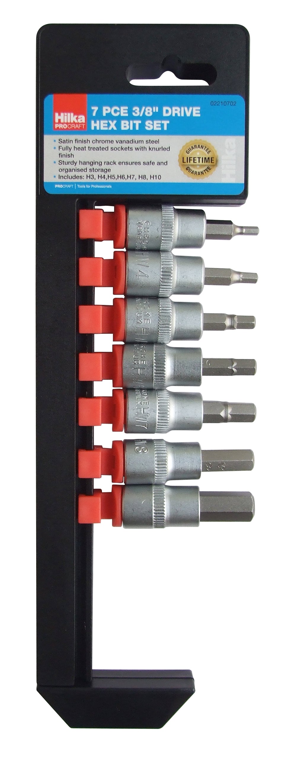 Hilka 7 pce 3/8" Drive Hex Bit Set Metric 02210702