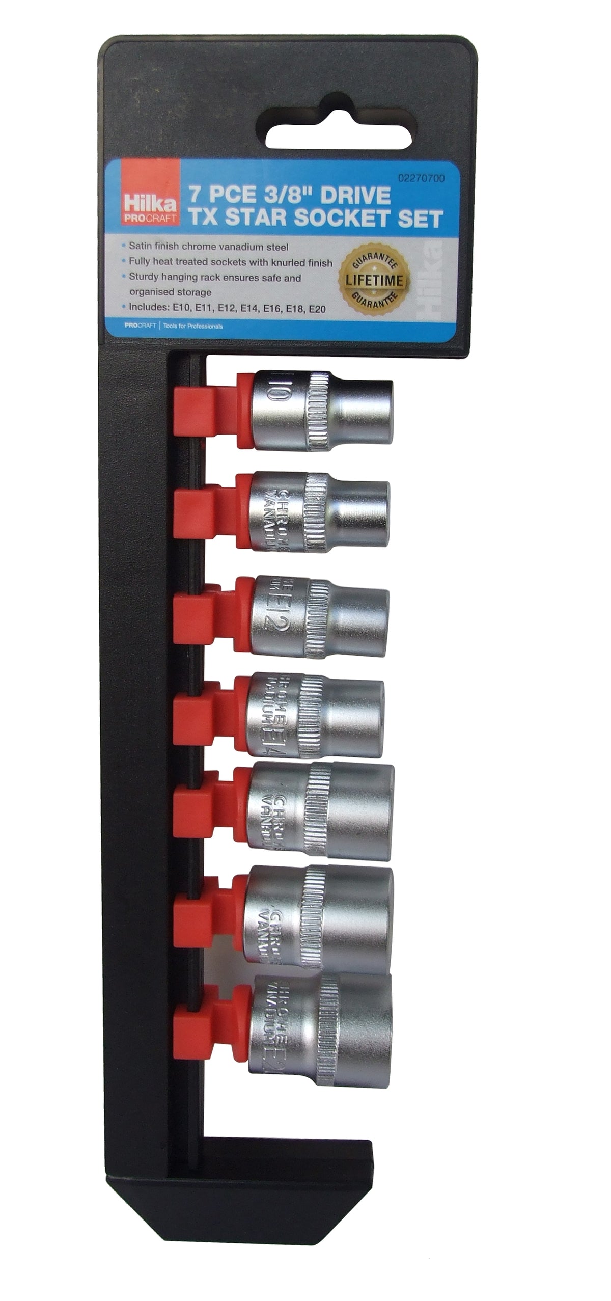Hilka 7 pce 3/8"Drive TX Star Socket Set Metric 02270700