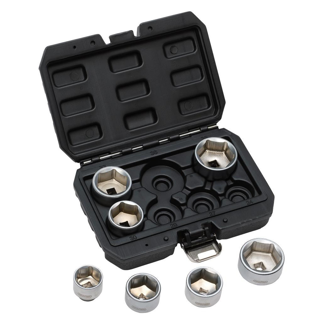 Draper Oil Filter Socket Set, 3/8" Sq. Dr. (7 Piece) 02747