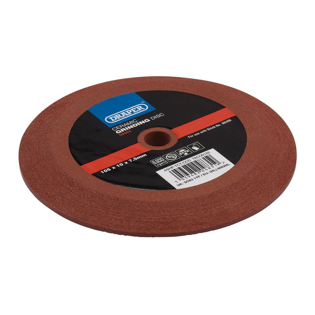 Draper Ceramic Grinding Disc, 105 x 10 x 7.5mm  03353