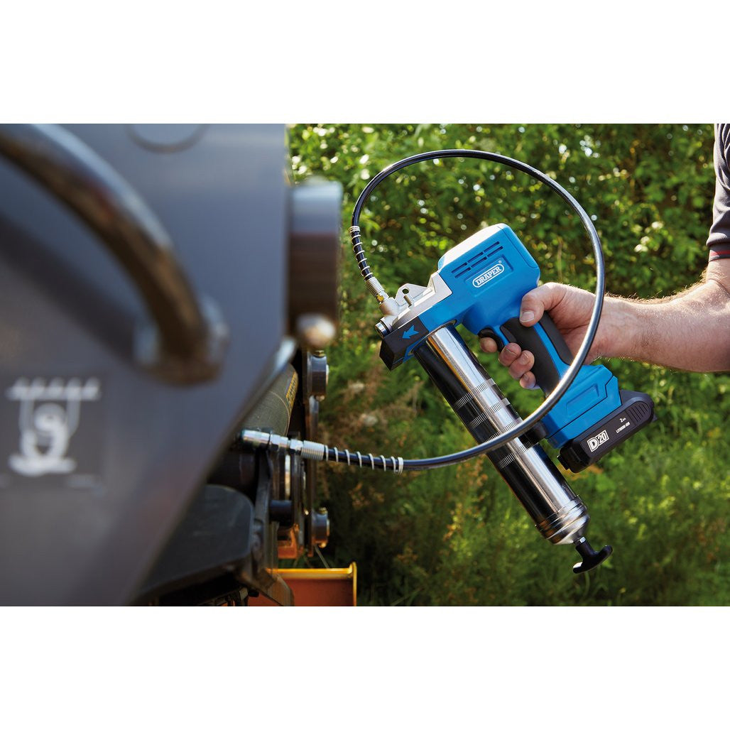 Draper D20 20V Grease Gun Kit, 1 x 2.0Ah Battery, 1 x Charger (3 Piece) 03359