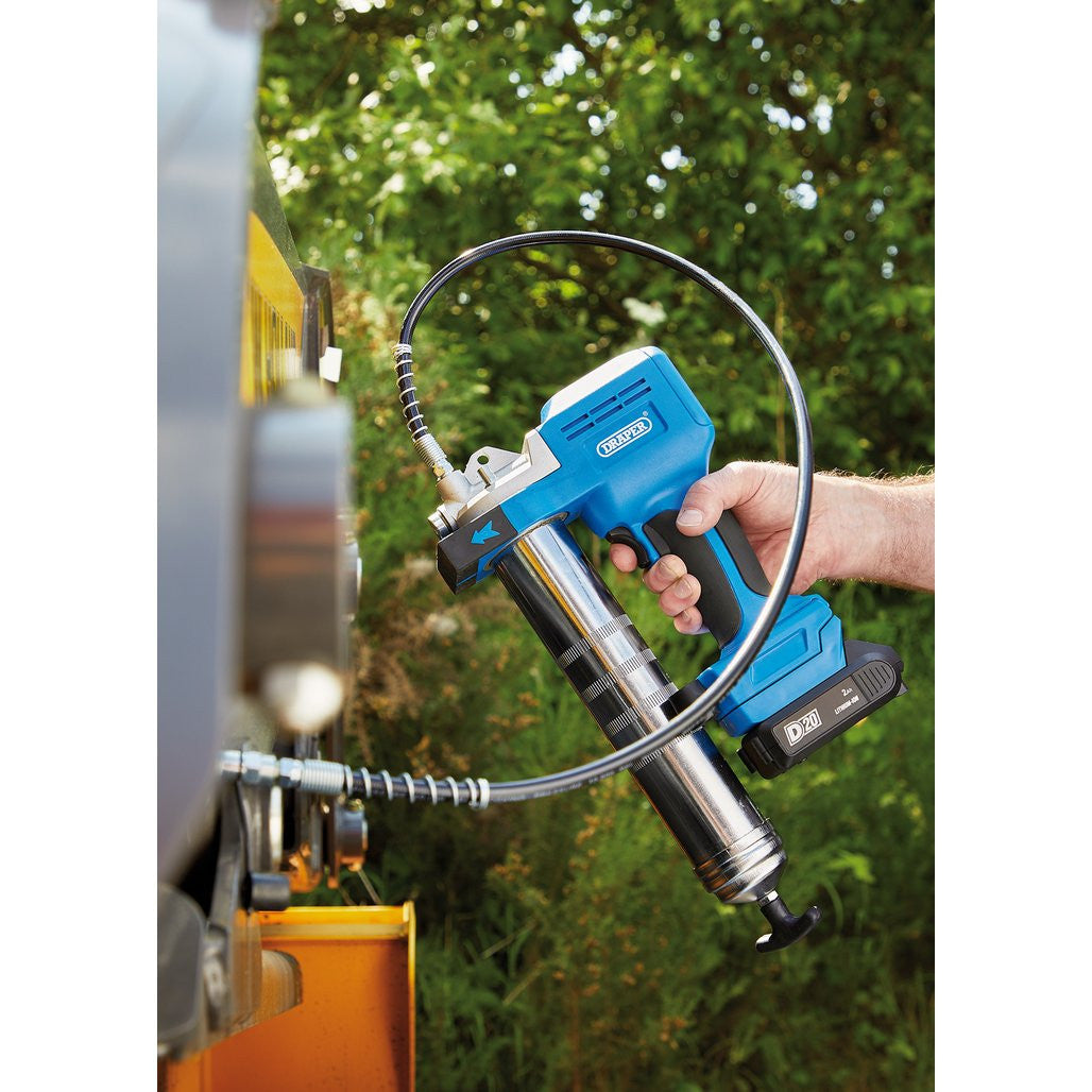 Draper D20 20V Grease Gun Kit, 1 x 2.0Ah Battery, 1 x Charger (3 Piece) 03359