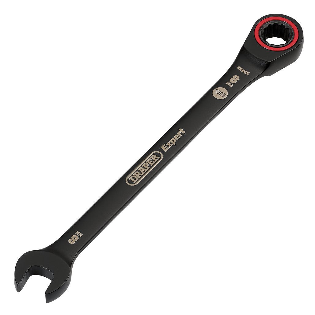 Draper Expert HI-TORQ® Metric Ratchet Combination Spanner, 8mm, Black  03879