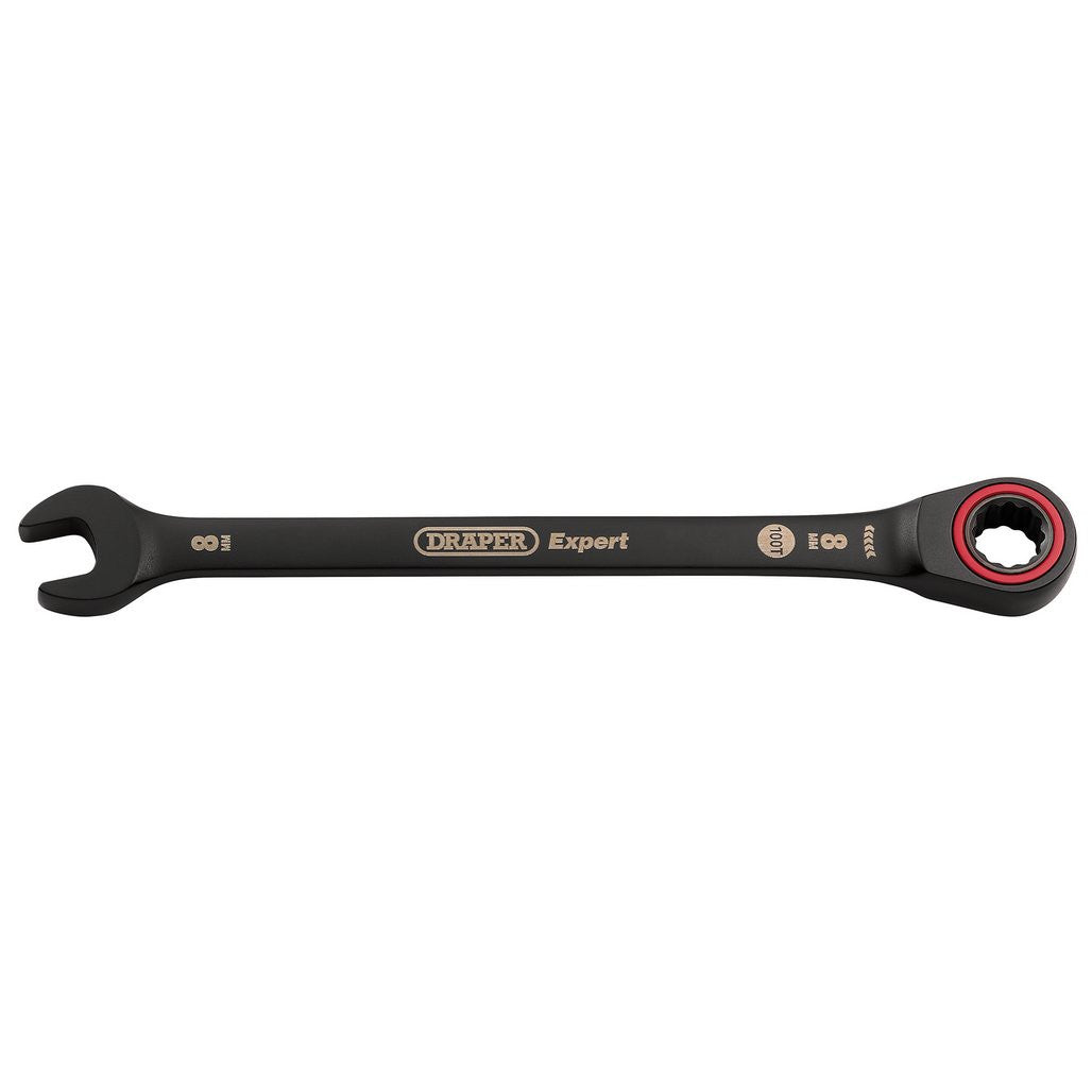 Draper Expert HI-TORQ® Metric Ratchet Combination Spanner, 8mm, Black  03879