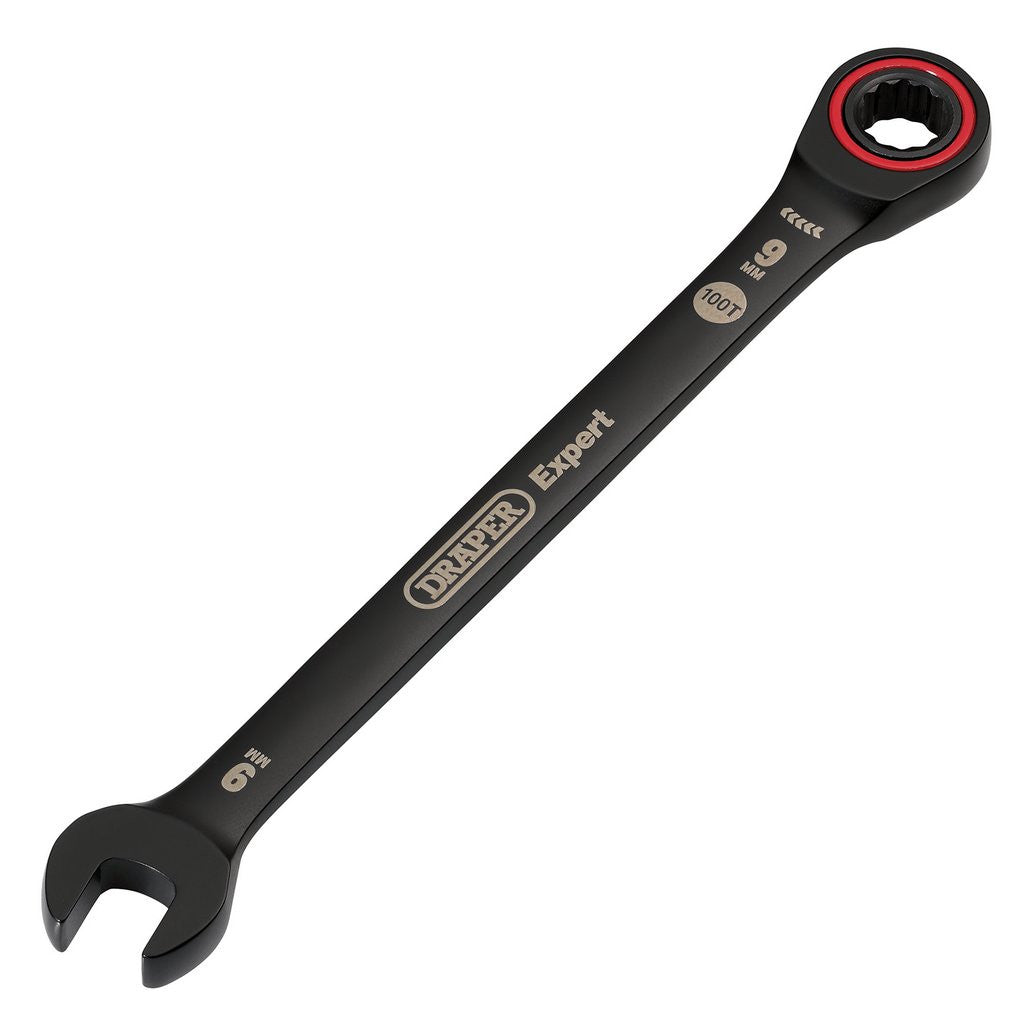 Draper Expert HI-TORQ® Metric Ratchet Combination Spanner, 9mm, Black  03880