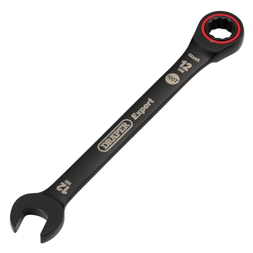 Draper Expert HI-TORQ® Metric Ratchet Combination Spanner, 12mm, Black  03883