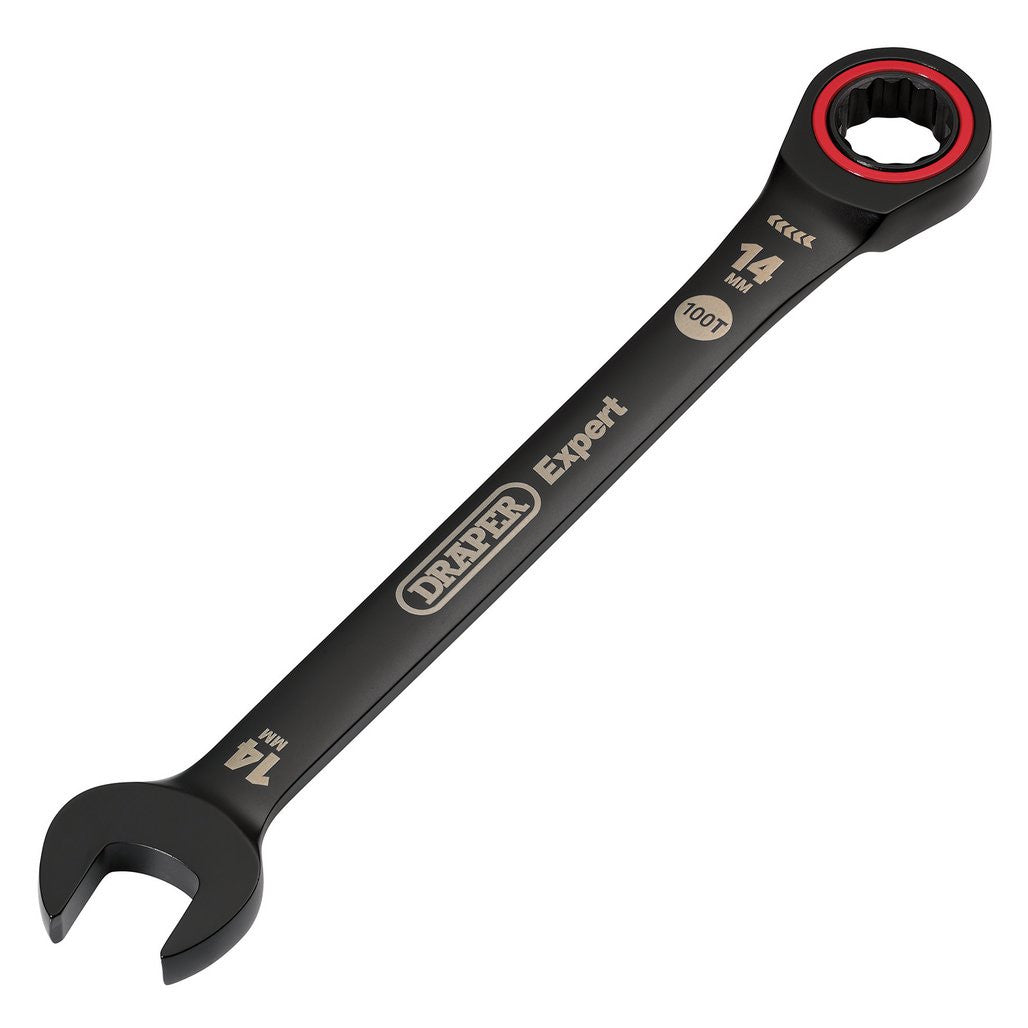 Draper Expert HI-TORQ® Metric Ratchet Combination Spanner, 14mm, Black  03887