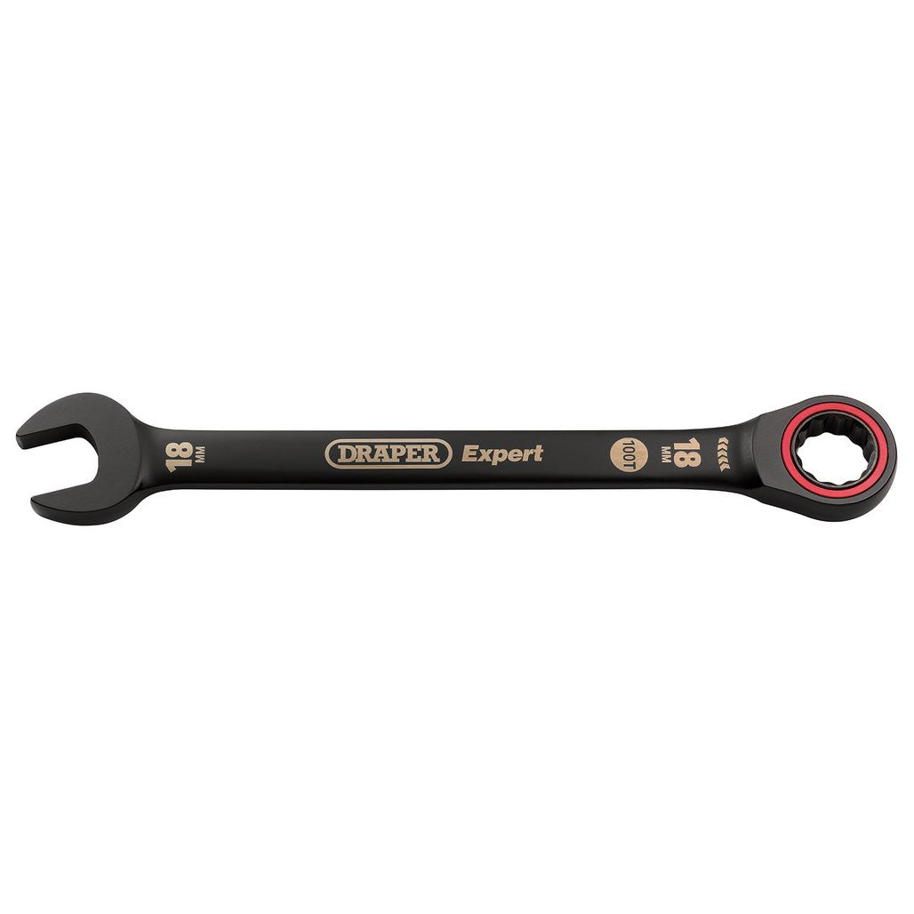 Draper Expert HI-TORQ® Metric Ratchet Combination Spanner, 18mm, Black  03891