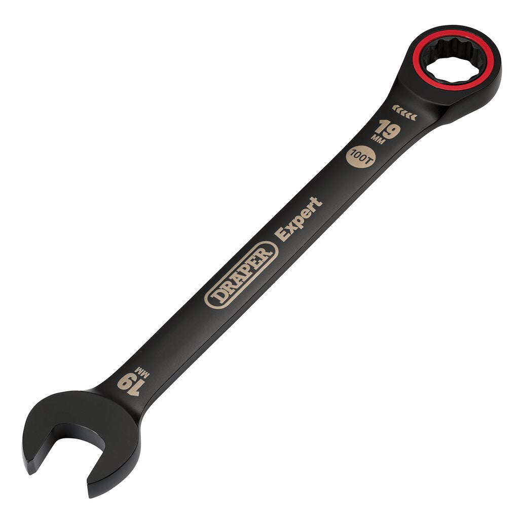 Draper Expert HI-TORQ® Metric Ratchet Combination Spanner, 19mm, Black  03892