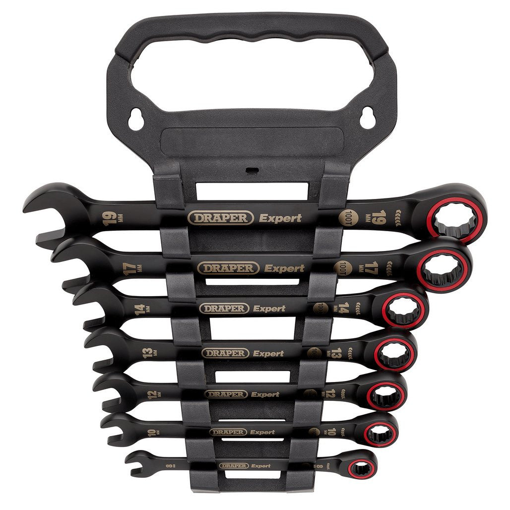 Draper Expert HI-TORQ® Metric Ratchet Combination Spanner Set, Black (7 Piece)  03895
