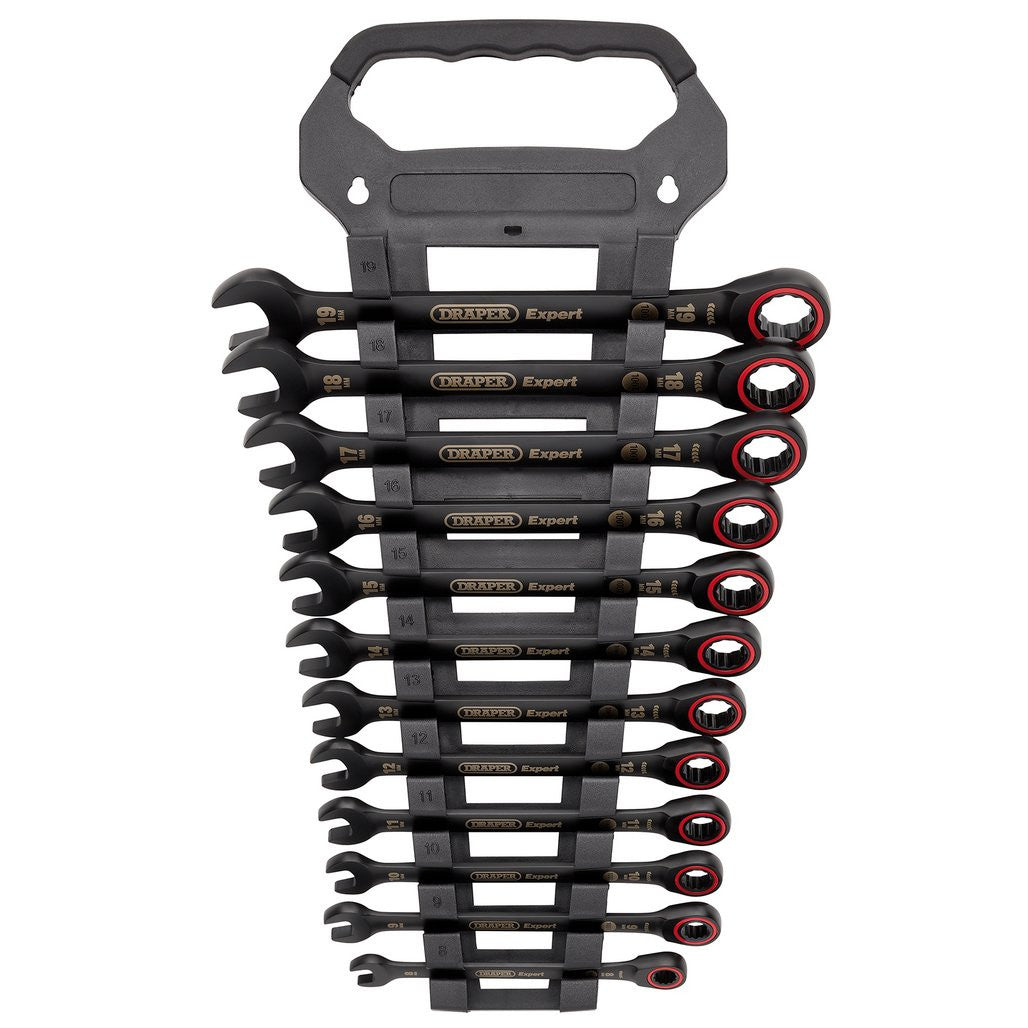 Draper Expert HI-TORQ® Metric Ratchet Combination Spanner Set, Black (12 Piece)  03896