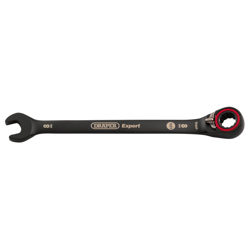 Draper Expert HI-TORQ®  Metric Reversible Ratchet Combination Spanner, 8mm, Black  03898