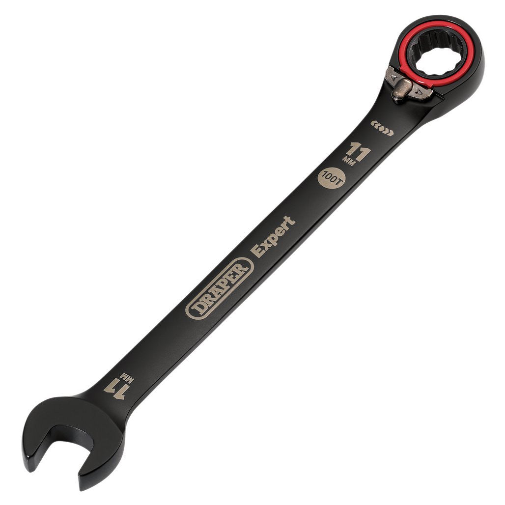 Draper Expert HI-TORQ®  Metric Reversible Ratchet Combination Spanner, 11mm, Black  03901