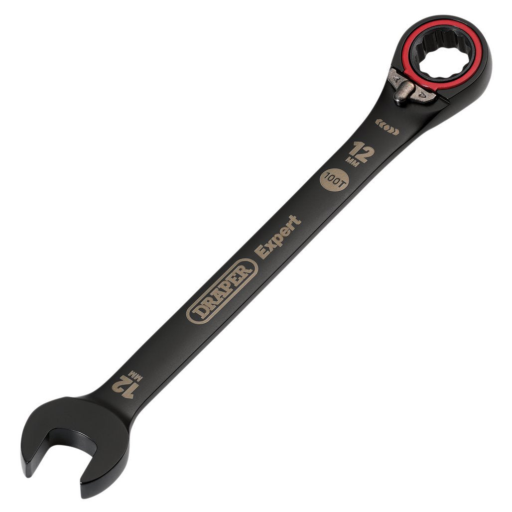 Draper Expert HI-TORQ®  Metric Reversible Ratchet Combination Spanner, 12mm, Black  03902