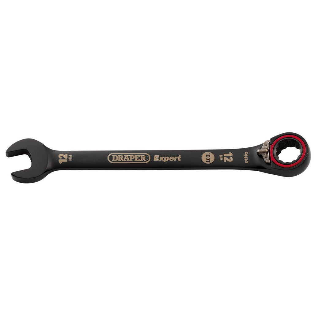 Draper Expert HI-TORQ®  Metric Reversible Ratchet Combination Spanner, 12mm, Black  03902