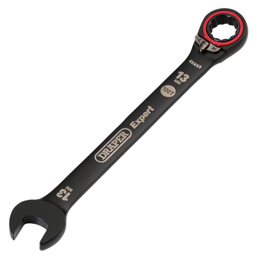 Draper Expert HI-TORQ®  Metric Reversible Ratchet Combination Spanner, 13mm, Black  03903
