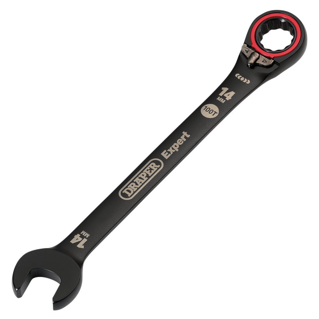 Draper Expert HI-TORQ®  Metric Reversible Ratchet Combination Spanner, 14mm, Black  03904