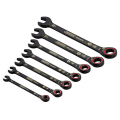 Draper Expert HI-TORQ®  Metric Reversible Ratchet Combination Spanner Set, Black (7 Piece)  03911