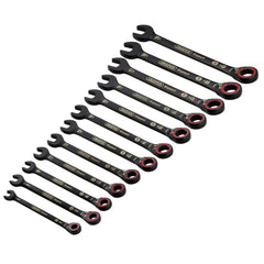 Draper Expert HI-TORQ®  Metric Reversible Ratchet Combination Spanner Set, Black (12 Piece)  03912